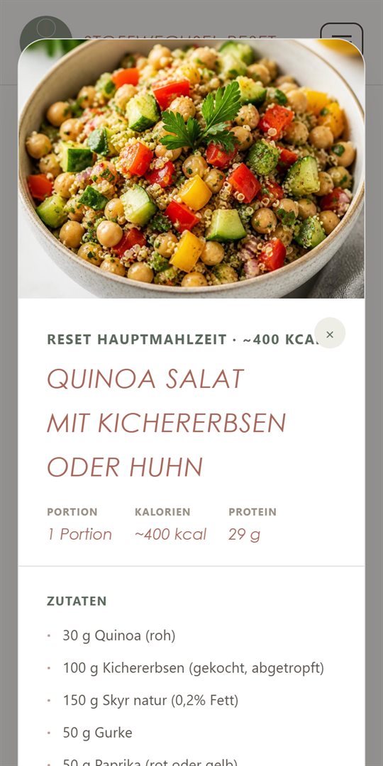 Rezeptansicht im Programm: Quinoa-Salat mit Foto, Kalorien und Eiwei&szlig;