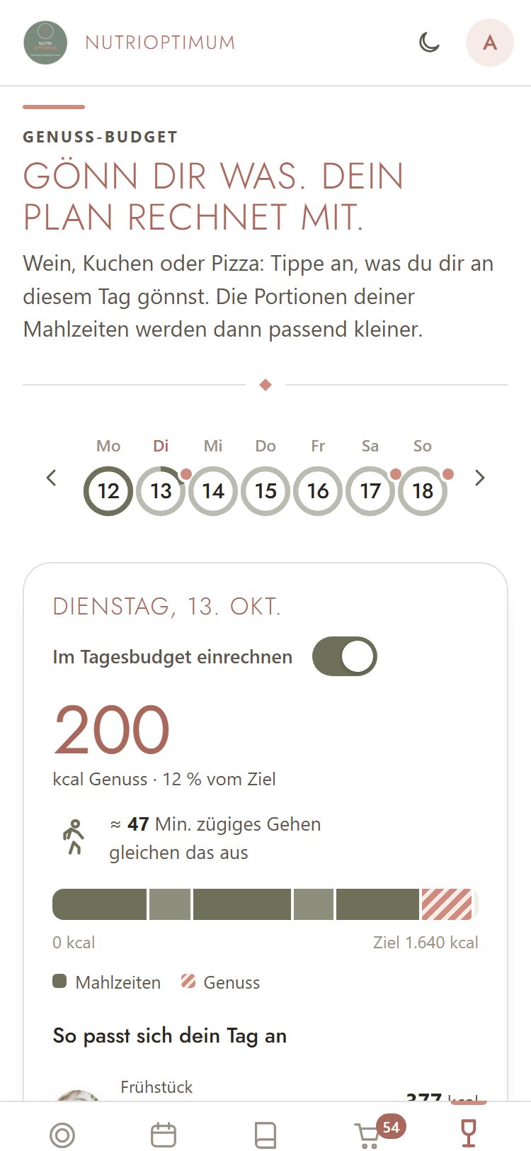 Genuss-Budget für Wein, Kuchen und Co.